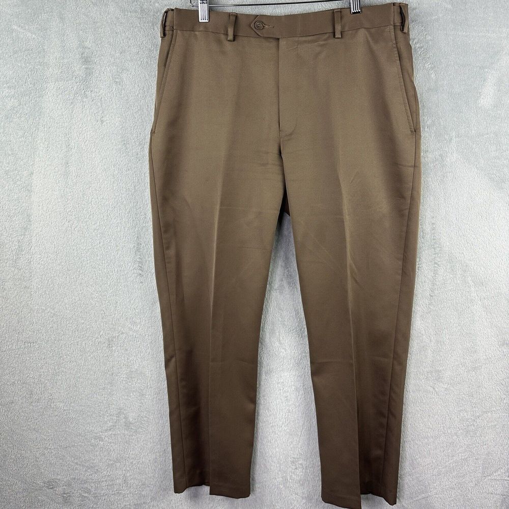 jos a bank‎ leadbetter golf pants Men's 33x29 (34x28) Brown Flat Front*